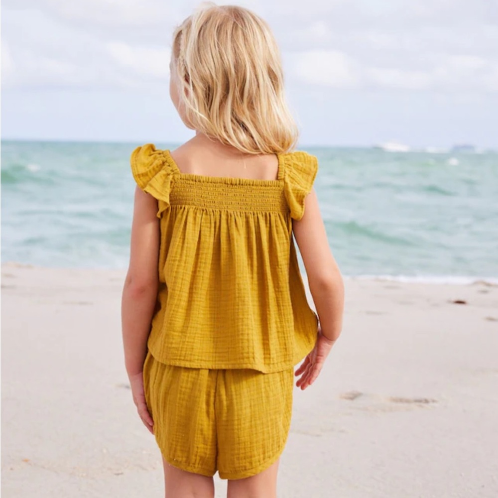 Next Ochre Yellow Crochet Trim Co-ord Set - Picture 2 of 7
